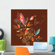 Graphic Leaves and Bird Wall Decal