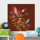 Graphic Leaves and Bird Wall Decal