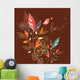 Graphic Leaves and Bird Wall Decal
