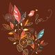 Graphic Leaves and Bird Wall Decal