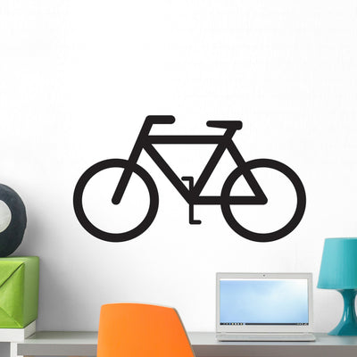 Bicycle Silhouette Wall Decal shown on a wall