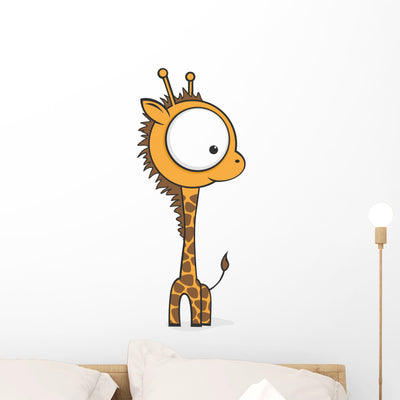 Big-eyed Giraffe Wall Decal shown on a wall