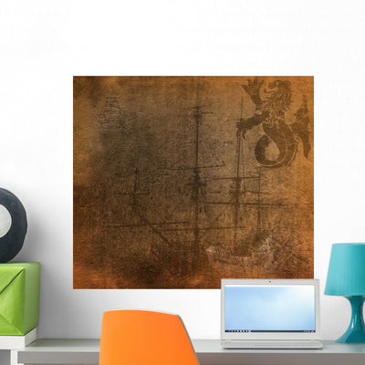 Grunge Paper Wall Decal shown on a wall