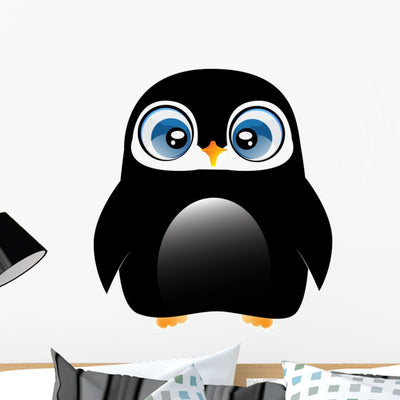 Cartoon Penguin Wall Decal shown on a wall