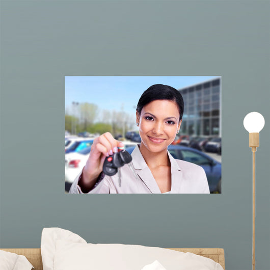 Woman with Car Key Wall Decal