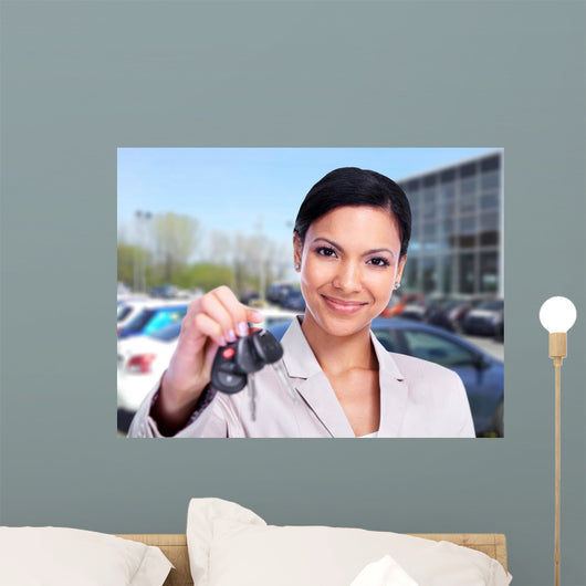 Woman with Car Key Wall Decal