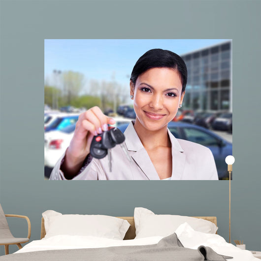 Woman with Car Key Wall Decal