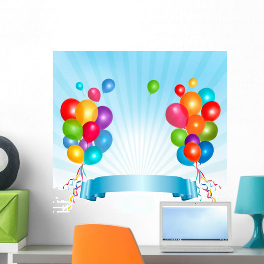 Holiday Balloons Frame Composition Wall Decal