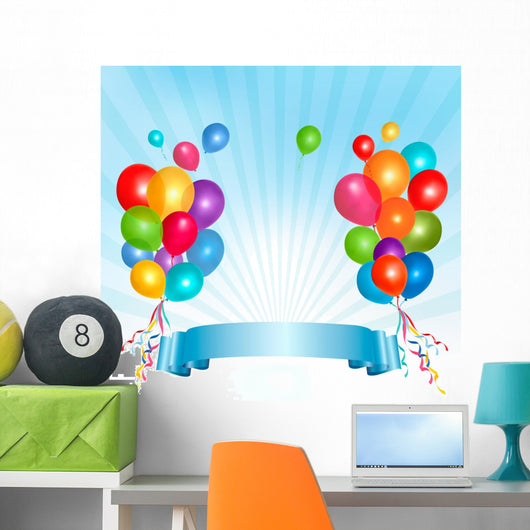 Holiday Balloons Frame Composition Wall Decal