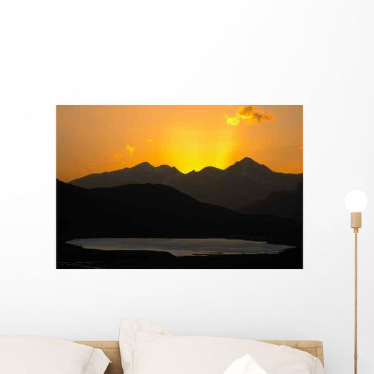 Lake and Mountain Silhouette Wall Decal