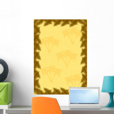 Palm Leaves Frame Wall Decal shown on a wall