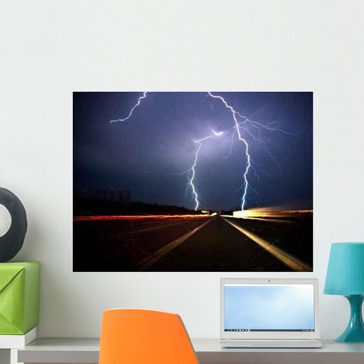 Twin Lightning Bolts Strike Wall Decal