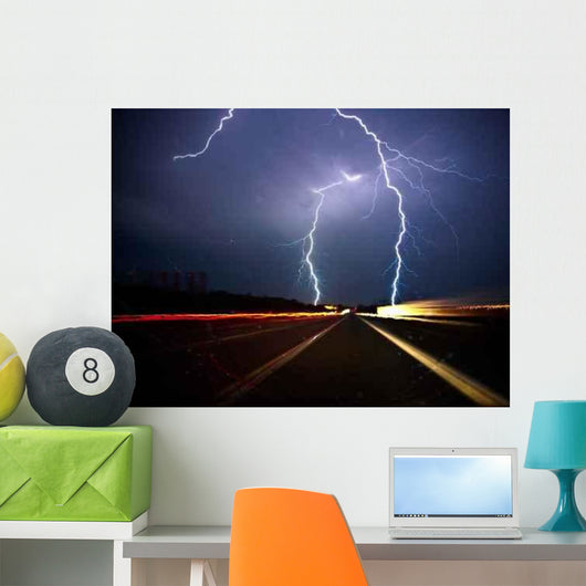 Twin Lightning Bolts Strike Wall Decal