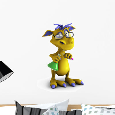 Cute Cartoon Monster Doing Wall Decal shown on a wall