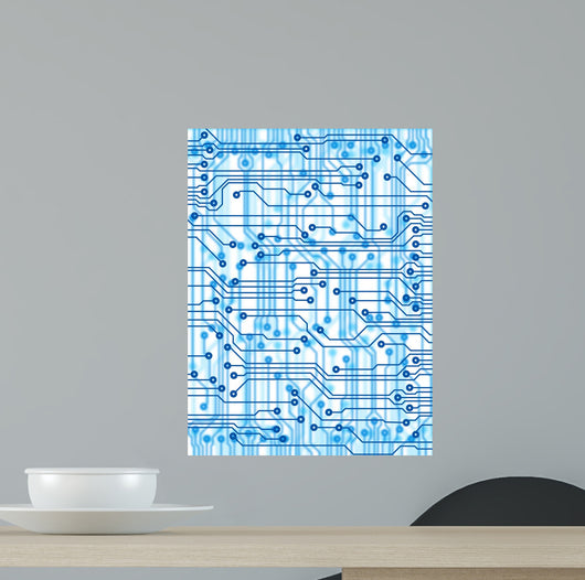 Blue Printed Pcb X-ray Wall Decal