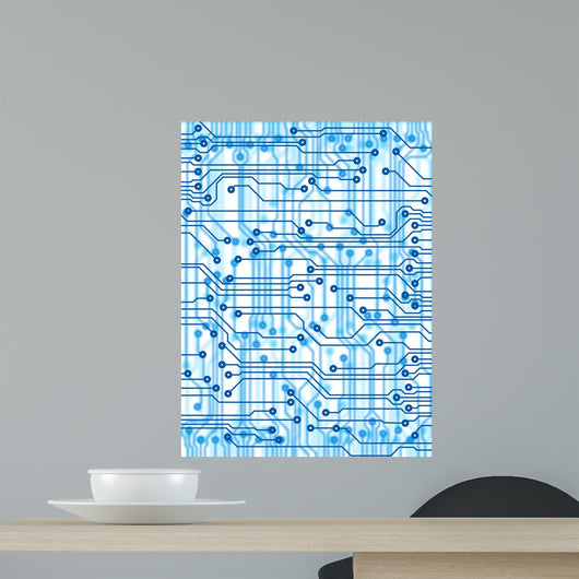 Blue Printed Pcb X-ray Wall Decal