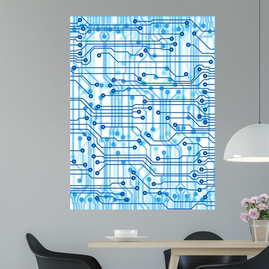 Blue Printed Pcb X-ray Wall Decal