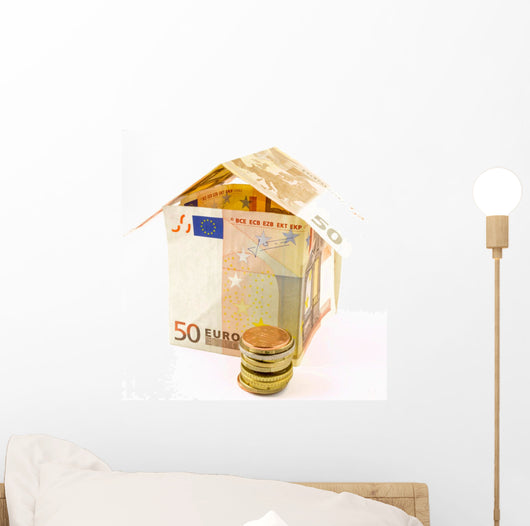 Money House with Coins Wall Decal
