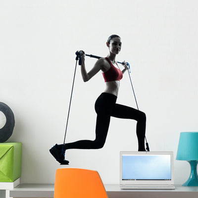 Woman Exercising with Gymstick - Lunge Wall Decal shown on a wall
