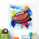 Stylized American Football Illustration Wall Decal