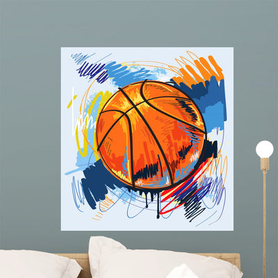 Vector Basketball Wall Decal shown on a wall