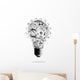 Light Bulb Design Cogs Wall Decal
