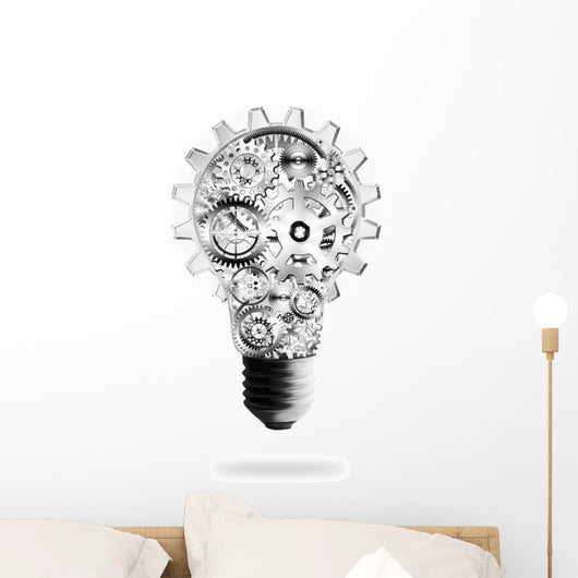 Light Bulb Design Cogs Wall Decal
