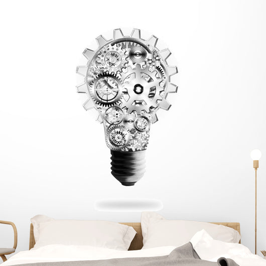 Light Bulb Design Cogs Wall Decal