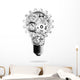 Light Bulb Design Cogs Wall Decal