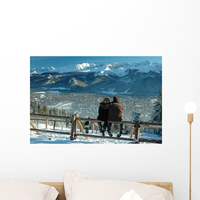 Couple at Tatra Mountains Wall Decal shown on a wall