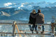 Couple Sitting on Fence at Tatra Mountains Wall Decal