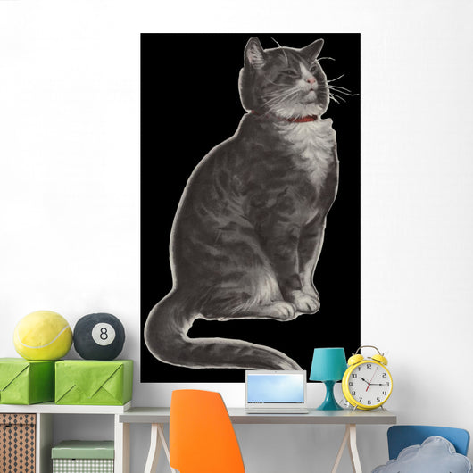 Dignified Grey Tabby Cat Wall Mural