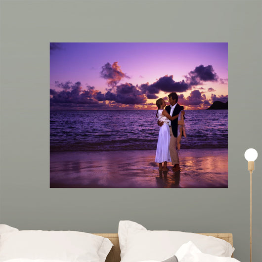 Dressed up Couple Embracing Wall Mural