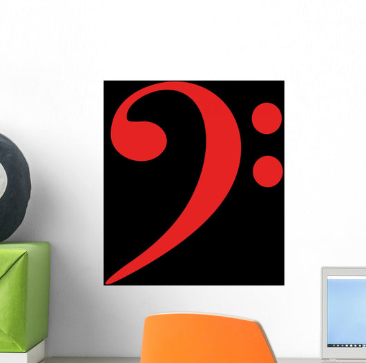 Bass Clef Red Black Wall Decal