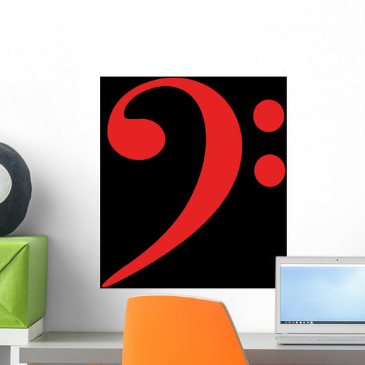 Bass Clef Red Black Wall Decal