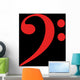 Bass Clef Red Black Wall Decal