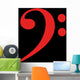 Bass Clef Red Black Wall Decal