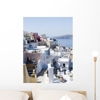 Fira Island Santorini Greece Wall Decal shown on a wall