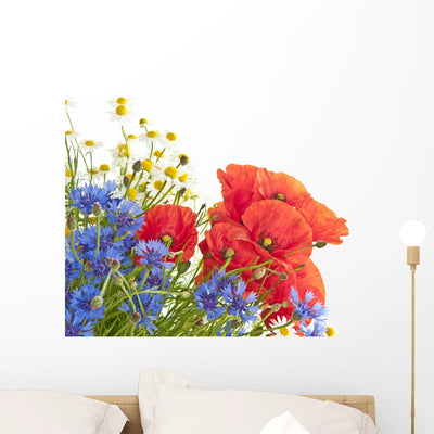 Meadow Flowers Wall Decal shown on a wall