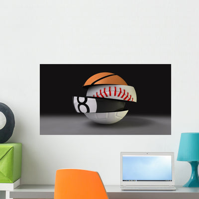 Segmented Fragmented round Sports Wall Decal shown on a wall