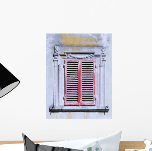 Old Window with Red Wall Decal