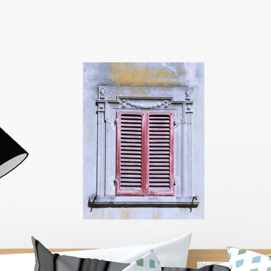 Old Window with Red Wall Decal