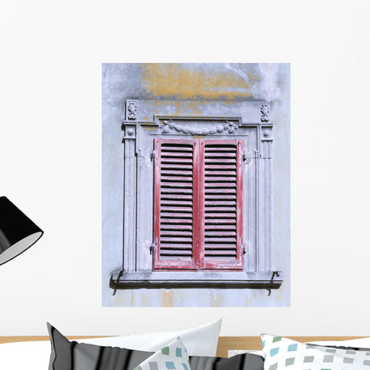 Old Window with Red Wall Decal