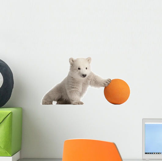 Polar Bear Cub Pushing a Ball Wall Decal