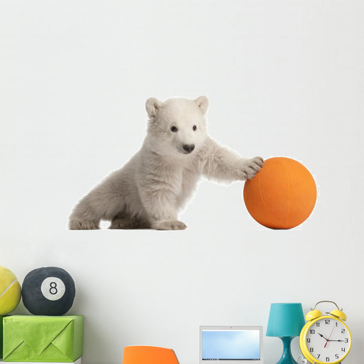 Polar Bear Cub Pushing a Ball Wall Decal