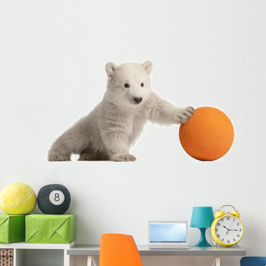 Polar Bear Cub Pushing a Ball Wall Decal