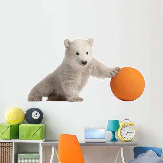 Polar Bear Cub Pushing a Ball Wall Decal