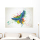 Parrot and Paint Splatter Illustration Wall Decal