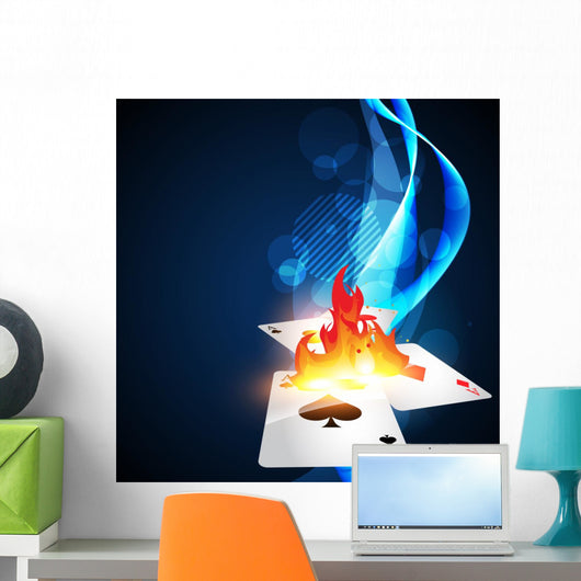 Burning Casino Card Wall Decal