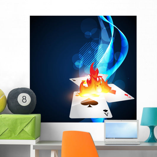 Burning Casino Card Wall Decal